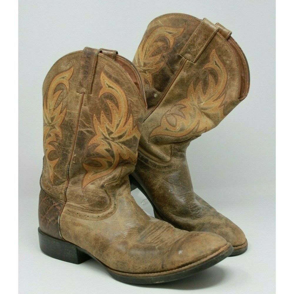 Justin Size 9.5 D Brown Leather Cowboy Boots